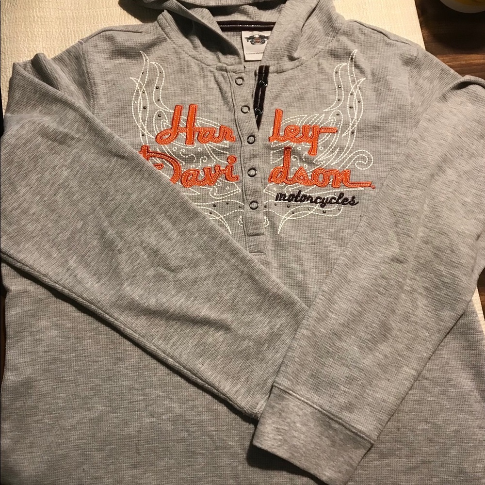 Harley Davidson women’s gray pullover hoodie 1X